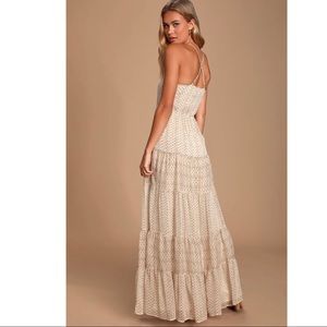 Cream Floral Print Chiffon Maxi Dress